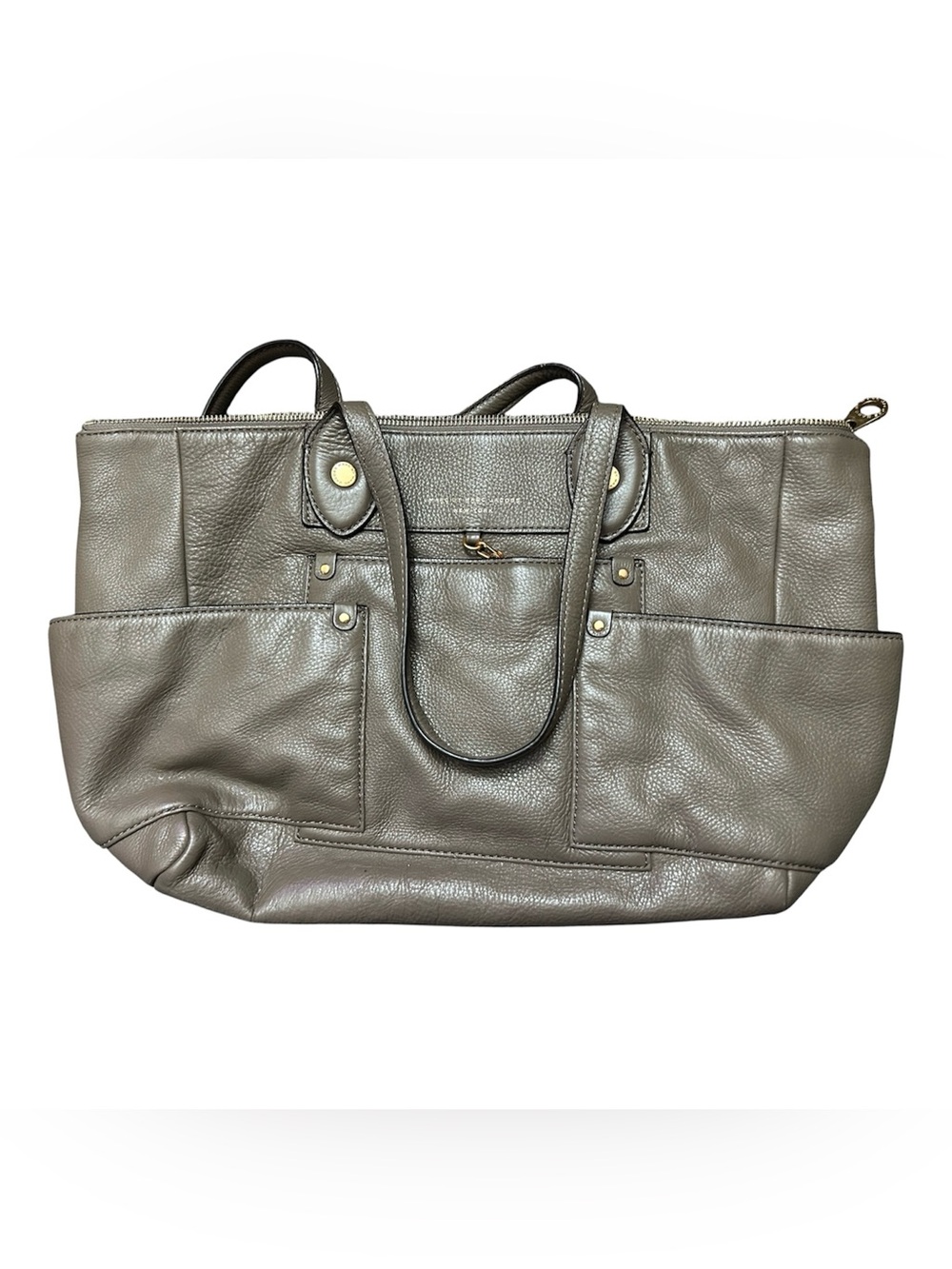 Marc by Marc Jacobs Gray Pebbled Leather Tote with Exterior Pockets